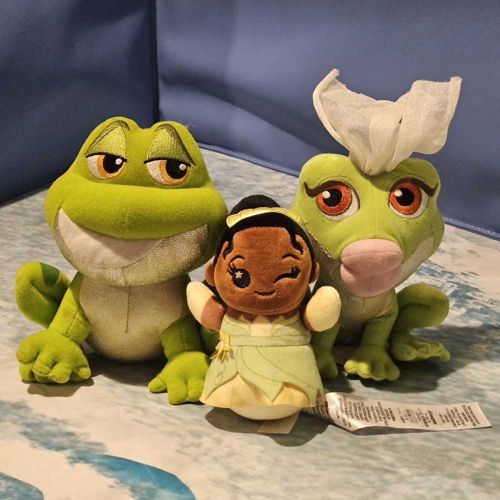 Disney Princess‎ and the Frog Tiana Wishables Mattel Naveen Frog Plush Bundle